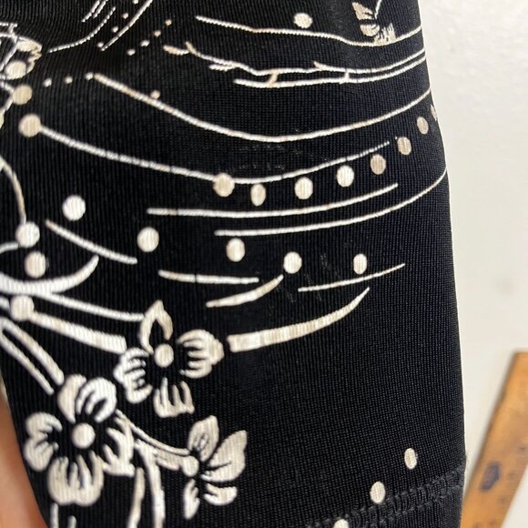 Retro Floral Top L Black Neutral Festive Holiday Polka Dot Classic Chic Preppy - Picture 3 of 11